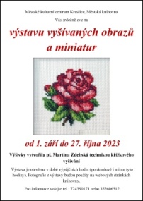 Plakát: výstava vyšívaných obrazů a miniatur